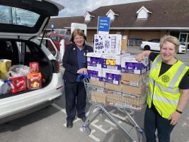 Every 2 weeks we collect food donations for Foodbank. Donations are delivered to the Foodbank distribution centre in Blurton. 
Last week we did a special run and collected 170 Eggs. A massive thank you to Tesco Meir Park, Club members and friends.